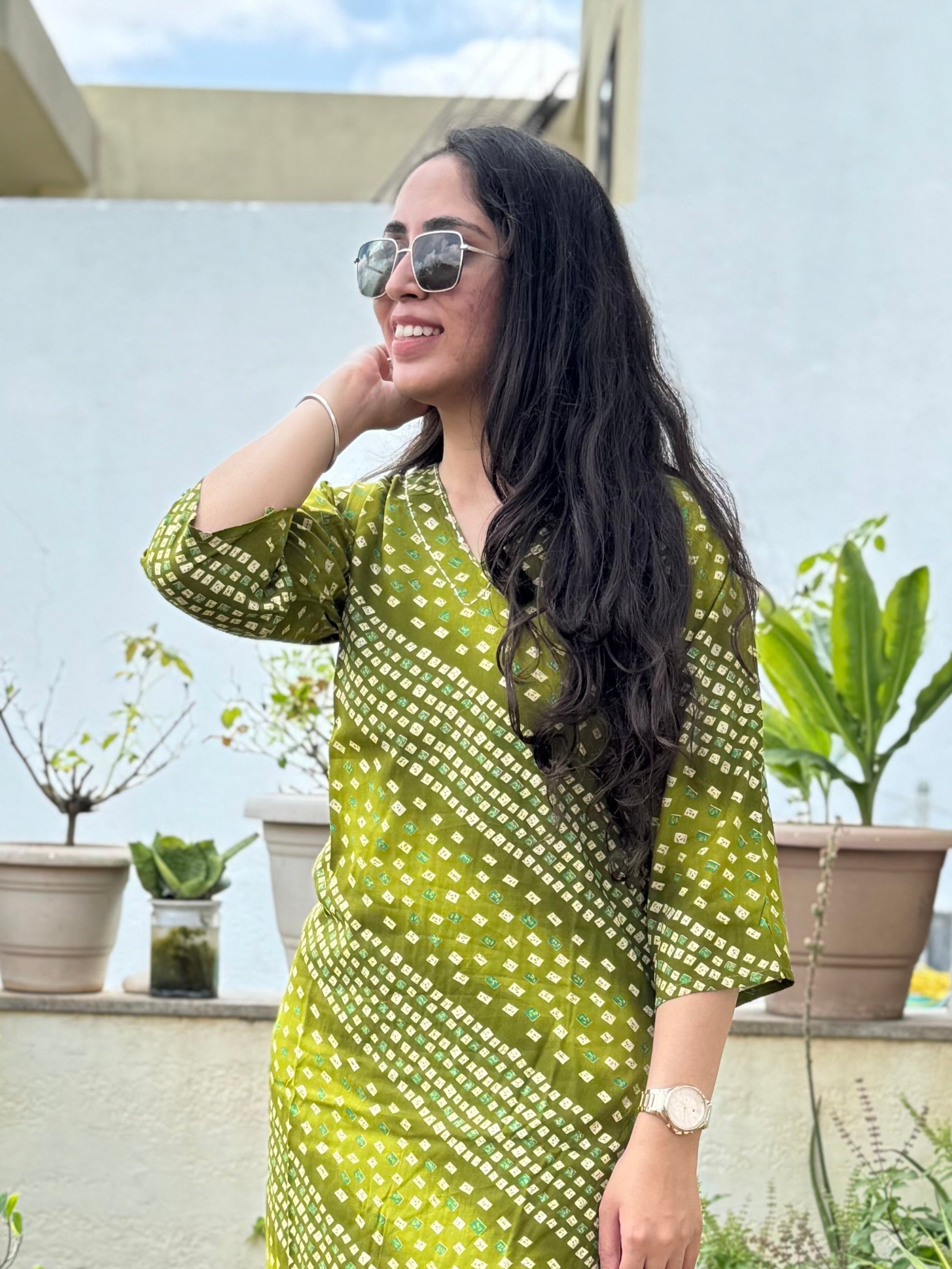 Saanvi – Green Bandhani Co-ord Set