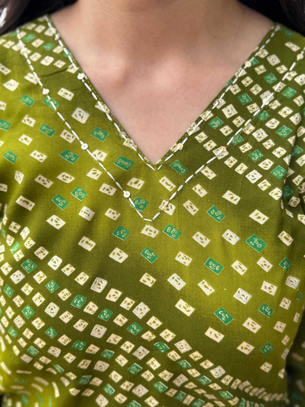 Saanvi – Green Bandhani Co-ord Set