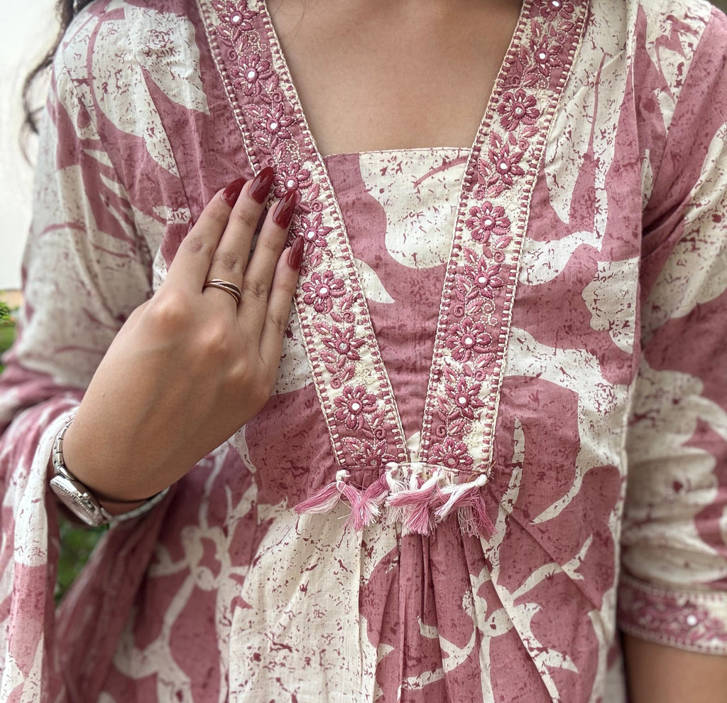 Meher — Baby Pink Printed Gher Suit Set