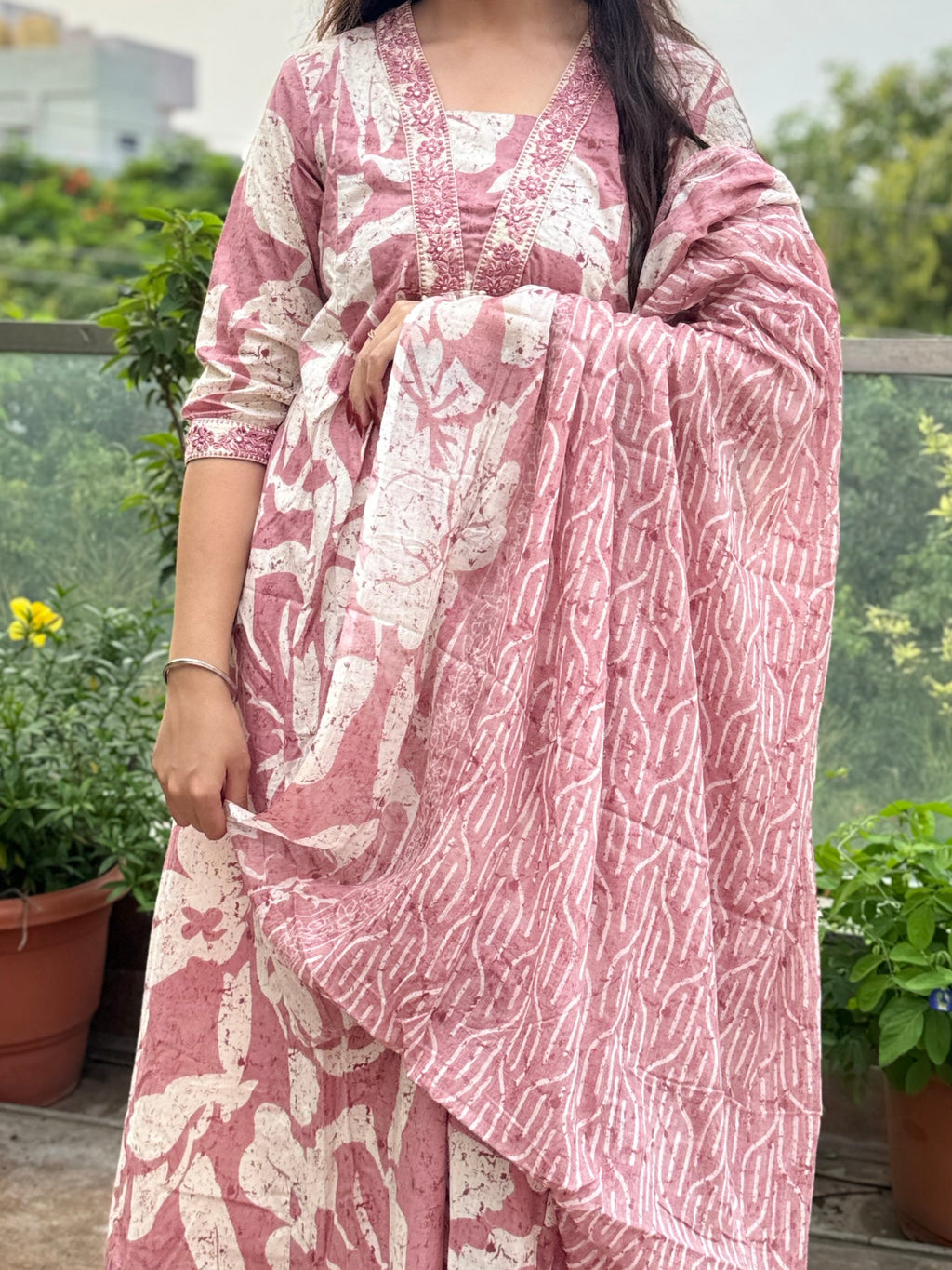 Meher — Baby Pink Printed Gher Suit Set