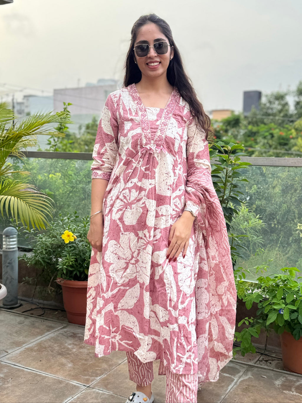 Meher — Baby Pink Printed Gher Suit Set